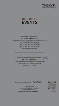 Events von ONE-OFFsue im November und Dezember