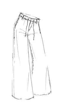 Modezeichnung - Skizze der jogg style wide leg Passform von der Jeans Marke ONE-OFFsue