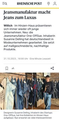 Bericht in der Rheinischen Post über die Jeans Manufaktur ONE-OFFsue, die Jeans zum Luxus macht.